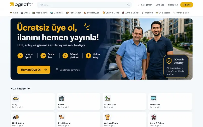 İlan Yazılımı demo ana sayfası