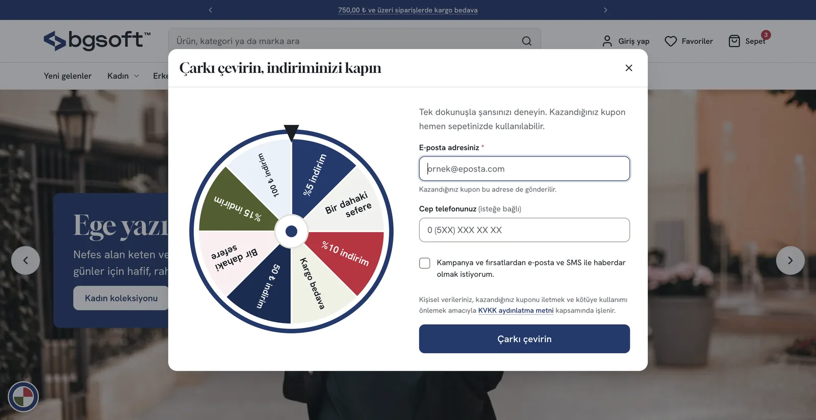 E-Ticaret Sitesi PRO – İndirim çarkı