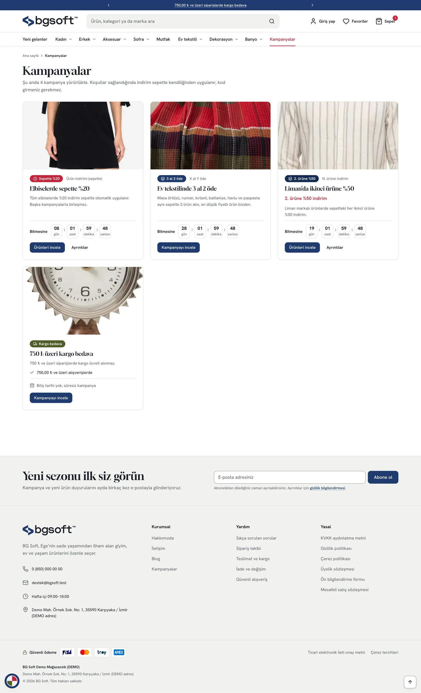 E-Ticaret Sitesi PRO – Kampanyalar sayfası
