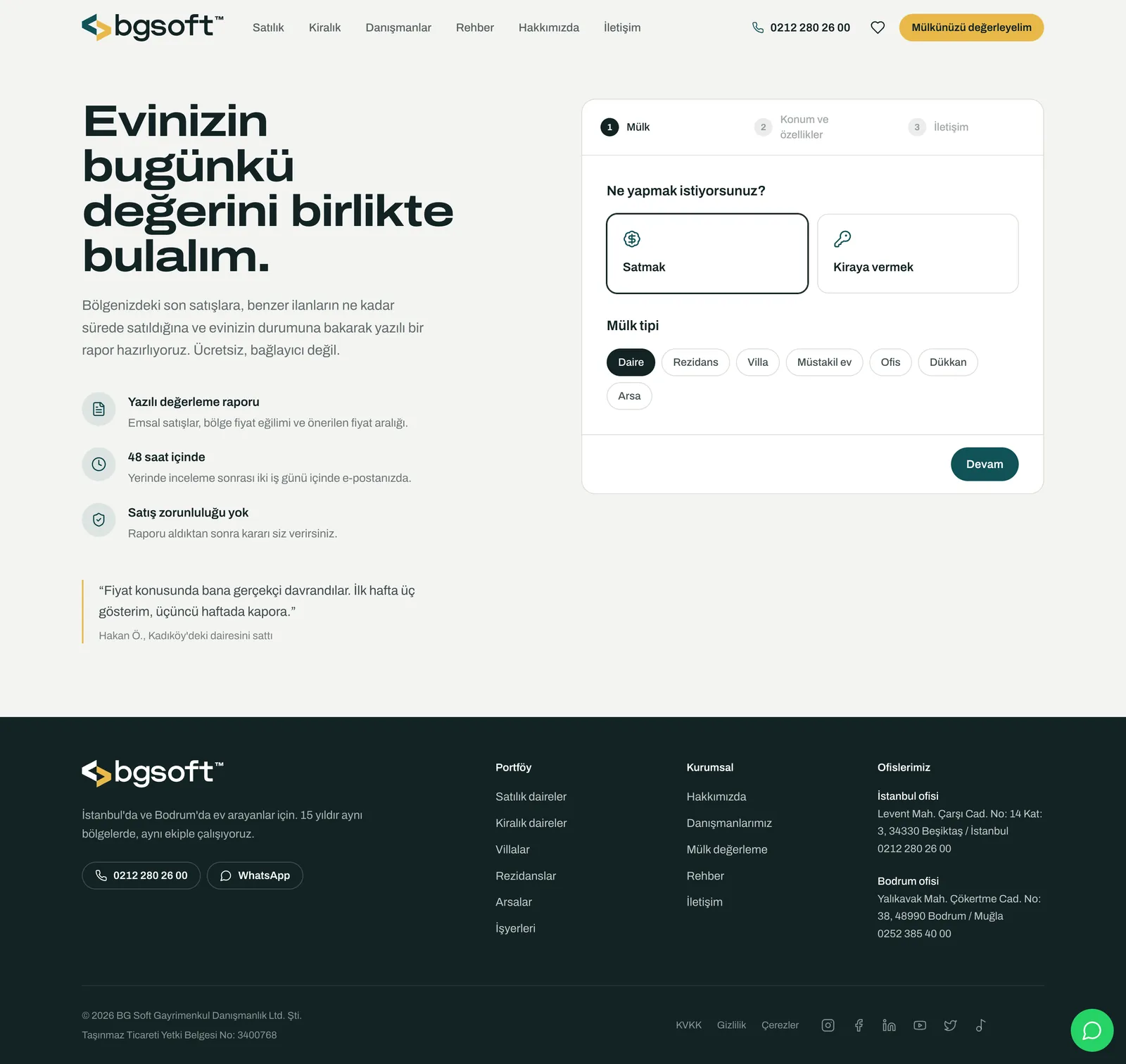 Emlak Sitesi Yazılımı PRO – Mülk değerleme formu