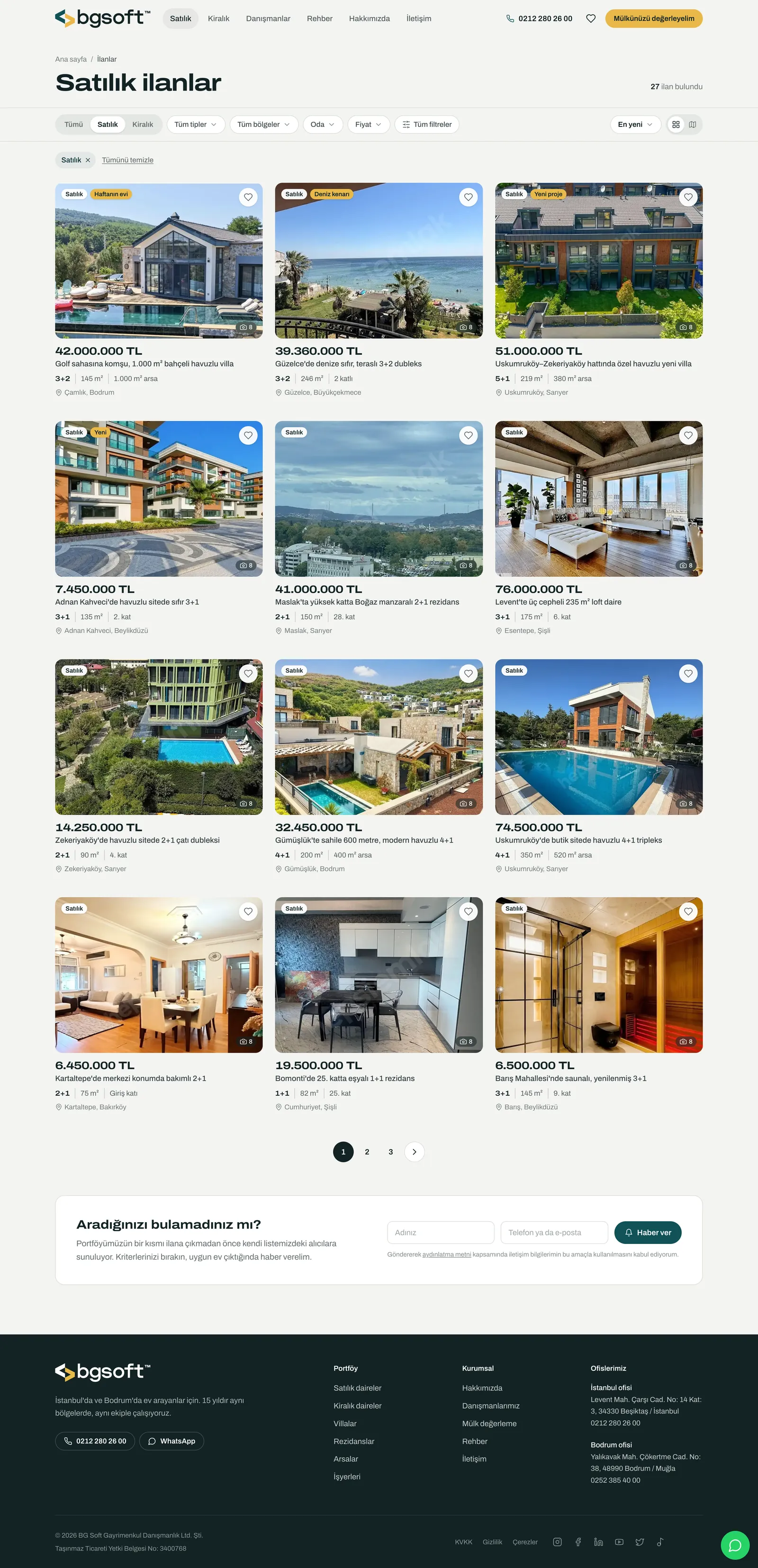 Emlak Sitesi Yazılımı PRO – İlan listesi ve filtreler