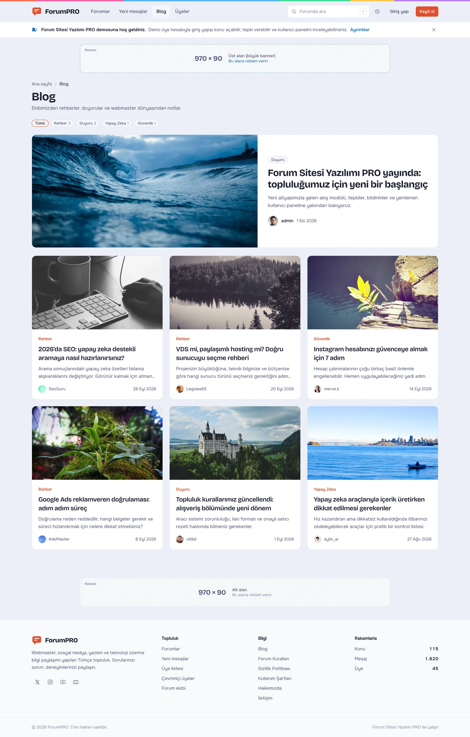 Forum Sitesi Yazılımı PRO – Blog sayfası