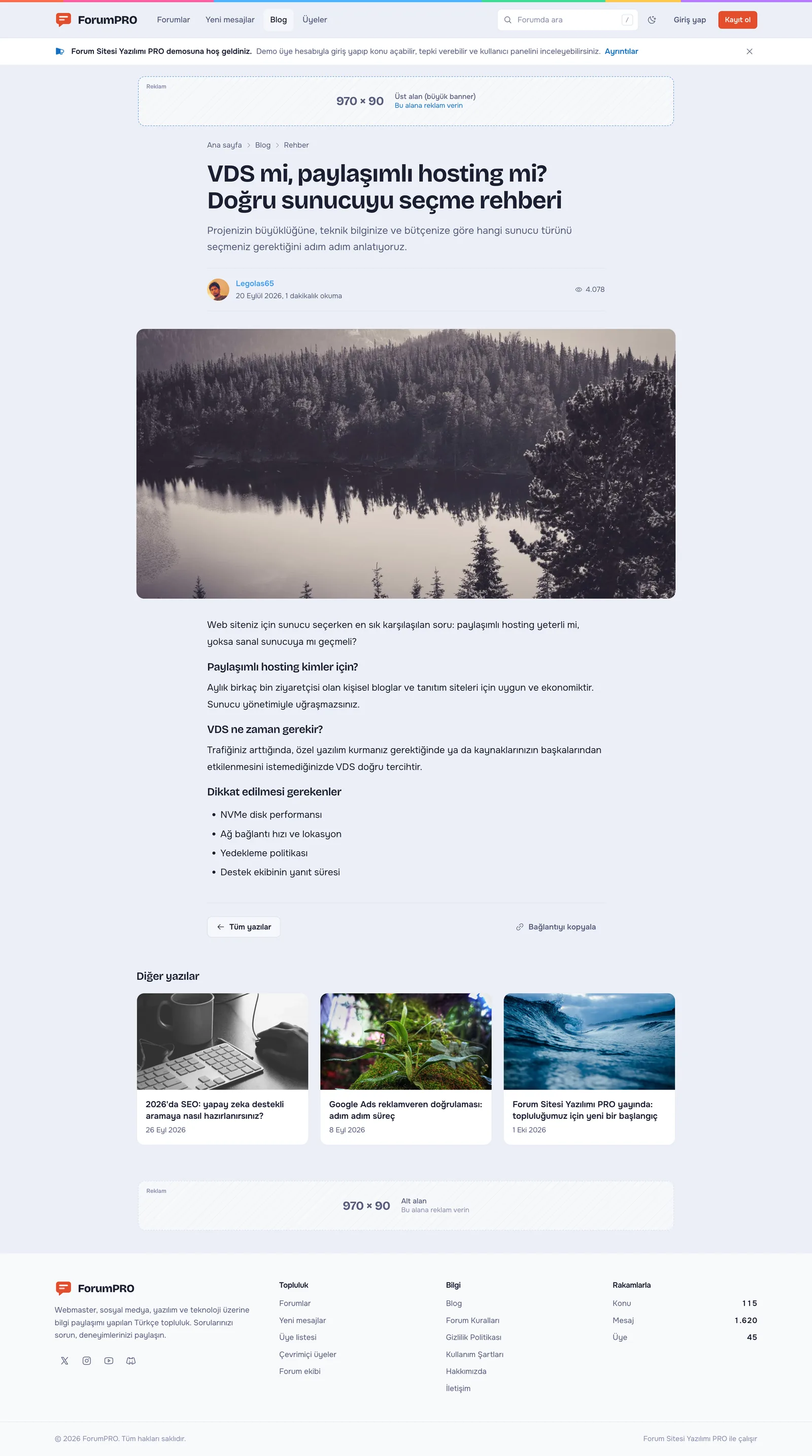 Forum Sitesi Yazılımı PRO – Blog yazısı