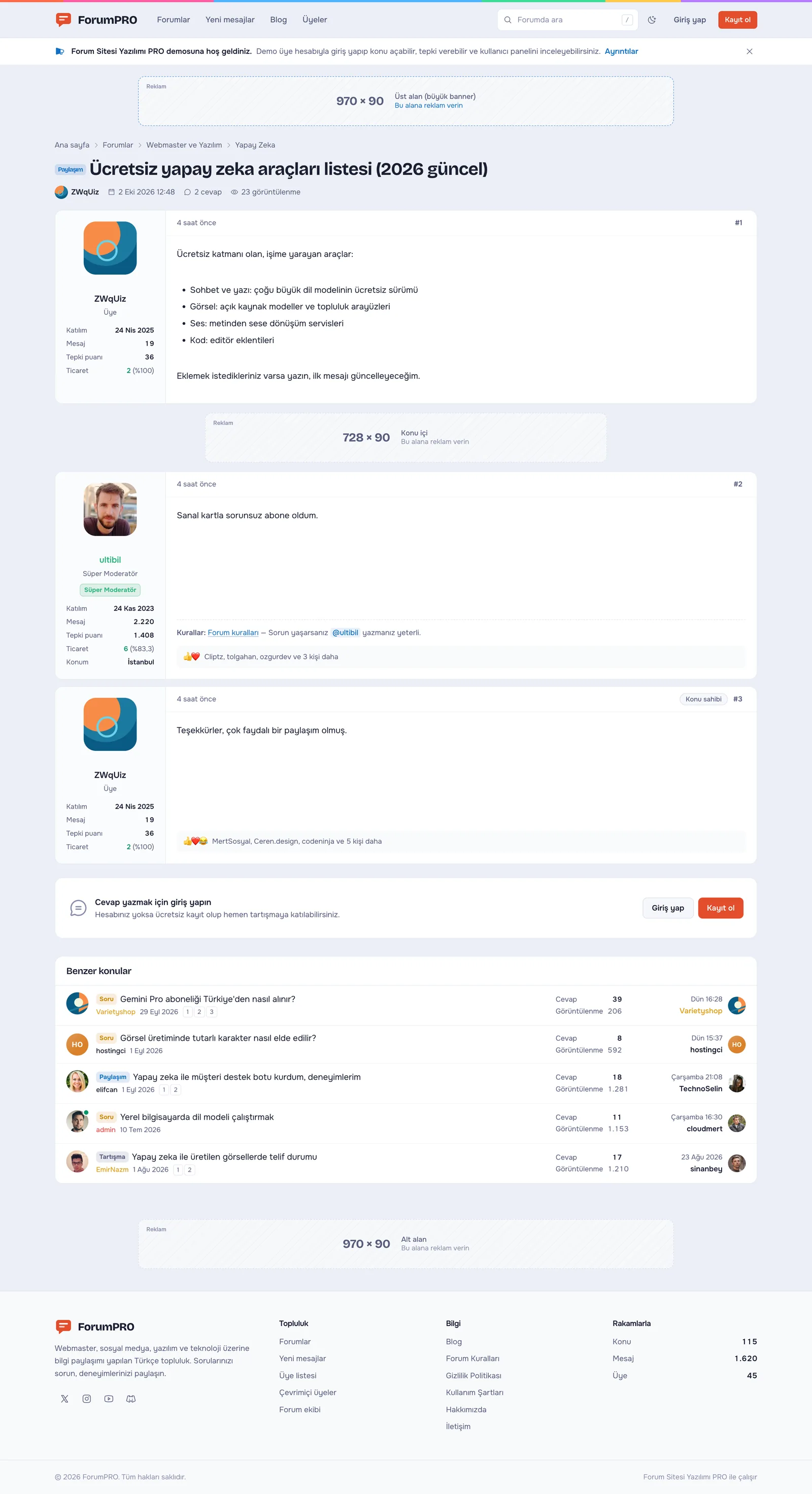Forum Sitesi Yazılımı PRO – Konu detayı