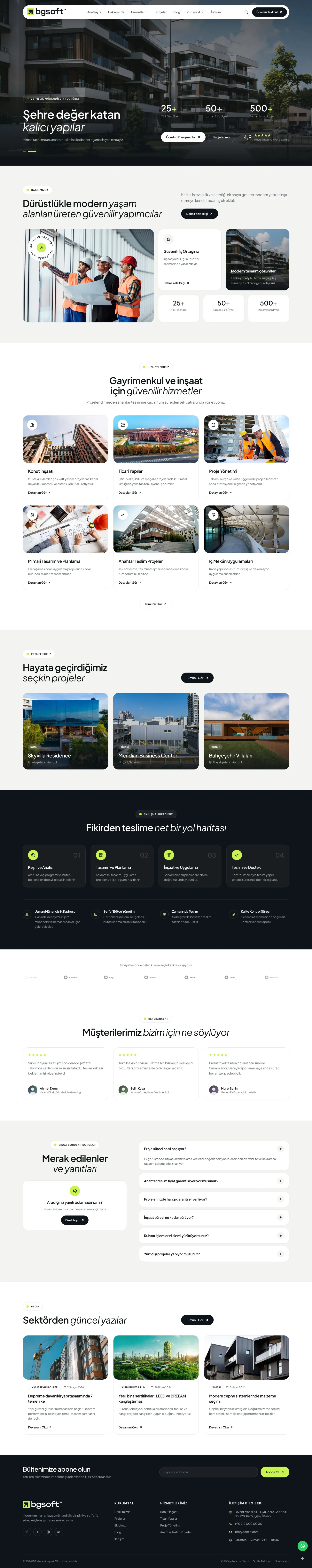 İnşaat Firma Sitesi Yazılımı demo ana sayfası