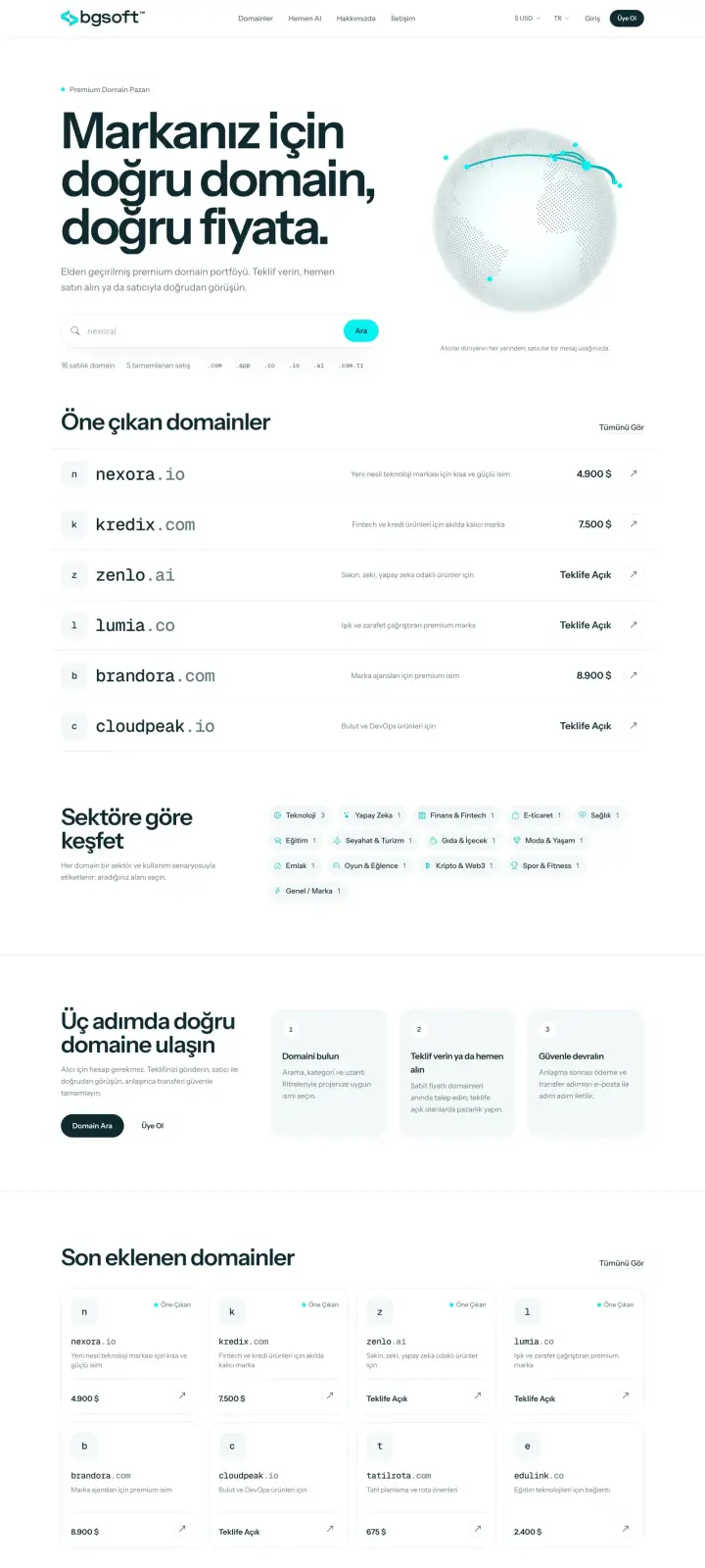 Domain Teklif Takip Yazılımı demo ana sayfası